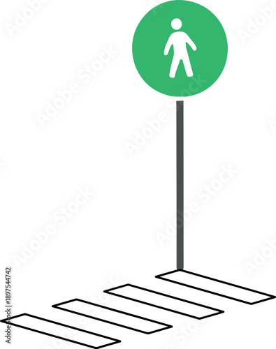 Pedestrian crossing symbol with traffic signal