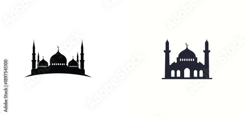 Mosque Silhouette Vector Illustration Set