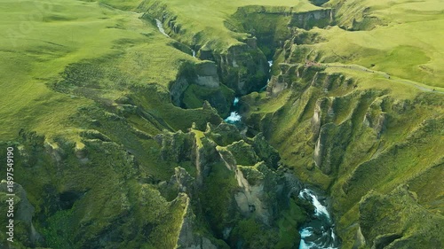 Famous Fjadrargljufur canyon in Iceland. Top destination. South East of Iceland
