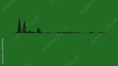 Modern sound wave visualization, black line audio waveform spectrum, music equalizer animation, voice frequency rhythm display, minimal digital sound motion, green background video footage