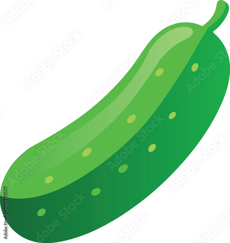 A cartoon style illustration of a green cucumber