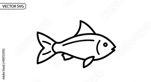 Simple Line Art Icon of a Fish.