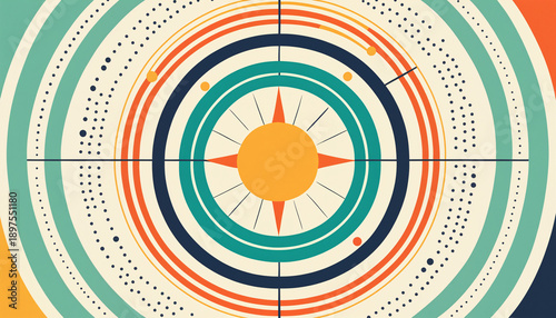 minimalist sun and compass ...