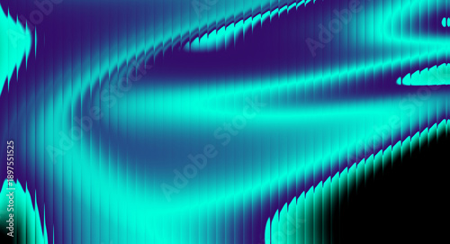 Abstract Neon Glass Wave Background with Vertical Lines and Futuristic Gradient Glow