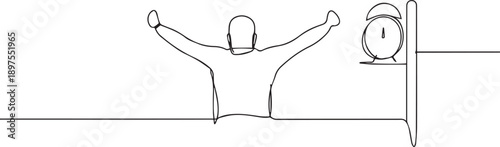 Person with arms wide open expressing joy one continuous line art, Vector illustration, One line art, Line art graphic style