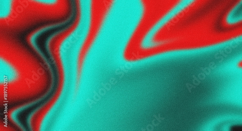Abstract Red and Cyan Wave Background with Grain Texture and Dynamic Flow