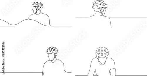 A set of Bicycle riders one continuous line art, Vector illustration, One line art, Line art graphic style
