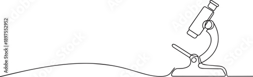 Microscope Scientific instrument one continuous line art, Vector illustration, One line art, Line art graphic style