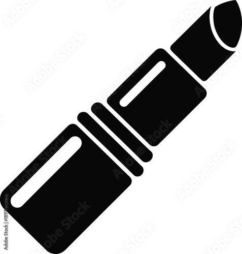 A black and white image of a lipstick