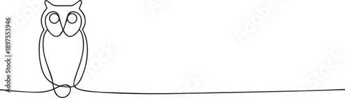 Owl one continuous line art, Vector illustration, One line art, Line art graphic style