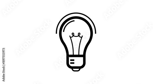 Simple Line Art Illustration of an Incandescent Light Bulb.