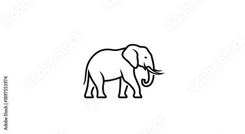Simple Line Art Illustration of an African Elephant.