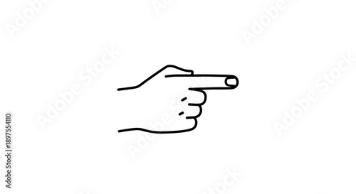 Simple Line Drawing of a Hand Pointing to the Right.