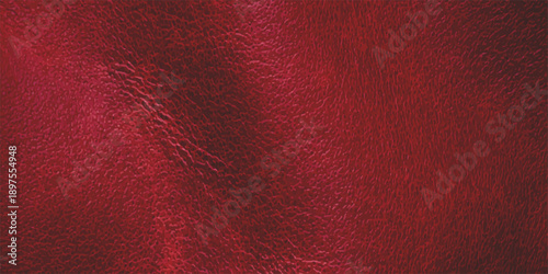 A vintage dark red leather background features an aged macro texture with a rough grunge pattern on a weathered antique material surface for a blank wallpaper design backdrop