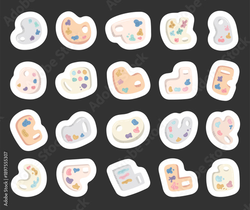 Palette paint artist tool set in scandinavian style featuring painting boards shapes holes art supplies for studio education craft hobby learning