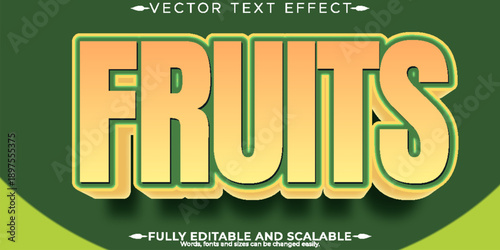 Organic green text effect, editable natural and fruit text style