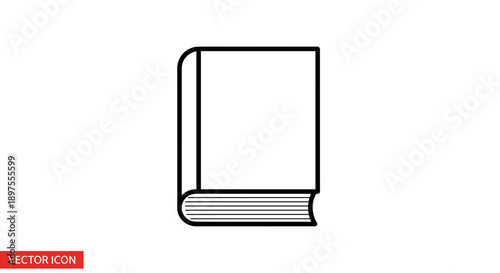 Simple Outline Icon of a Closed Book Standing Upright.