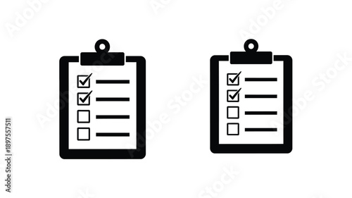 Konstfotografi Two black clipboards with checklists a simple graphic silhouette