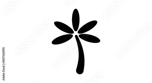 Stylized Black Palm Tree Silhouette Icon.