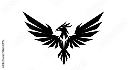 Stylized Black Phoenix Emblem with Wings Spread Wide.