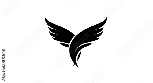 Stylized Black Wings Emblem on White Background 4.