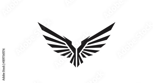 Stylized Black Wings Emblem on White Background 6.