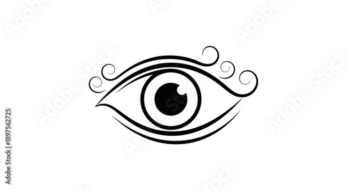 Stylized Eye Symbol with Swirls and Curls.