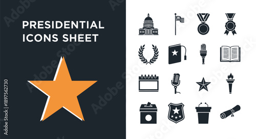 Presidential icons sheet with a star.