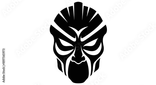 Tribal Mask Graphic Design Black and White.