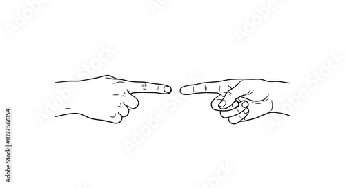 Two hands pointing fingers towards each other.