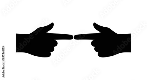 Two Silhouetted Hands Pointing Fingers Towards Each Other.