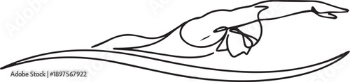 Minimalist line drawing of a swimmer in a freestyle stroke