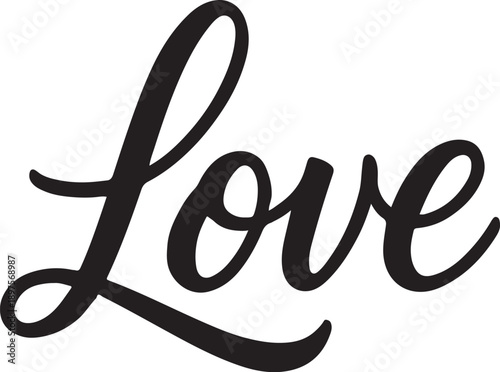 Elegant cursive script spelling out the word love in black