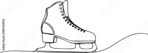 Simple line drawing of a single ice skate on a white background