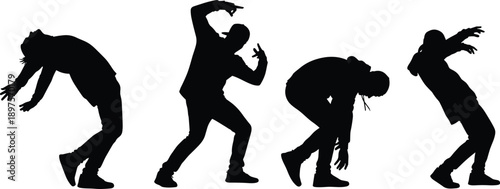 street dance, silhouette, posture, gesture, black, white, icon, illustration, vector, design, symbol, rhythm, movement, expressive, dynamic, hip-hop, style, energy, performance, urban, freestyle