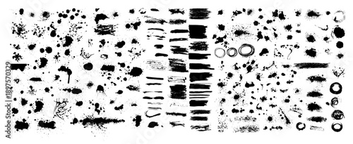 Set of blots. Black blot isolated on white background. Hand drawn. Not AI, vector illustration.