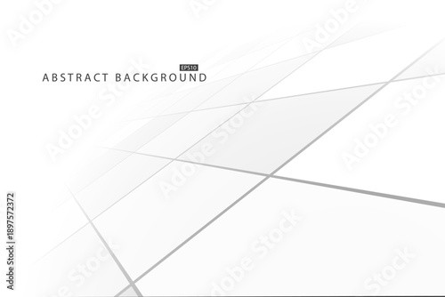 Abstract futuristic background with perspective. White tile floor copy space - geometric infinity design. Light clean concept for your business and ideas. Poster, banner, presentation template