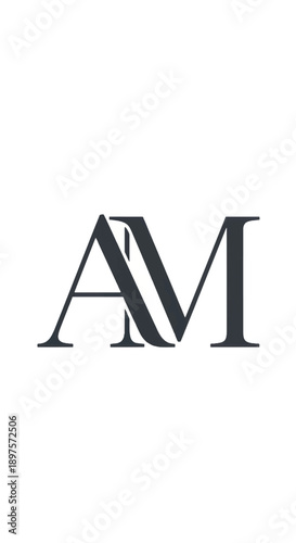 Stylized AM logo with serif typography on white background.