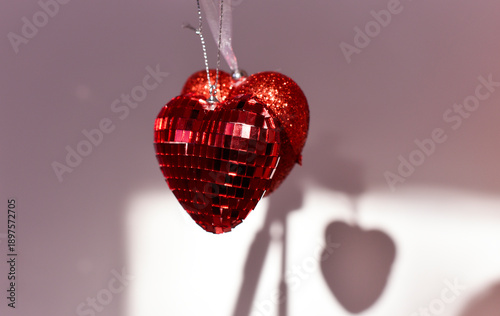 Hearts on white background, St. Valentines Day holiday 
