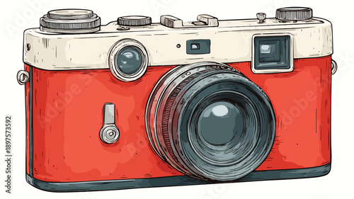 Cartoon Style Vector Illustration of Camera with Outline for Creative Projects