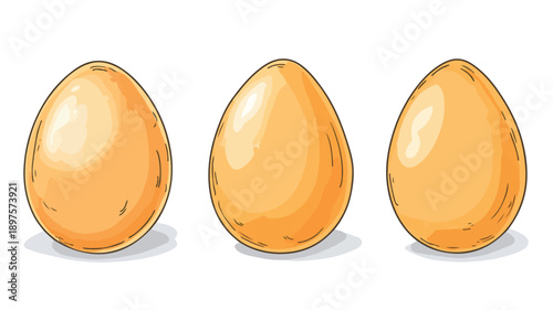 Whimsical Cartoon Eggs on Clean White Background - Vector Illustration