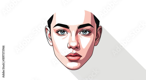 Stylized portrait illustration of a woman's face with bold shadows.