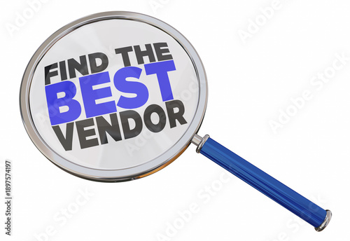 Картината върху платно Find the Best Vendor Magnifying Glass Top Supplier Search 3d Animation