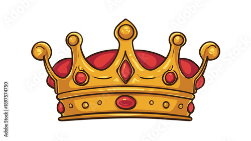 Crown Cartoon Style Vector Illustration with Outline