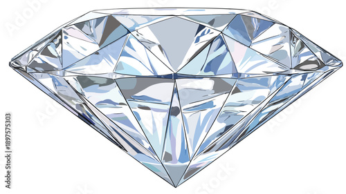 Colorful Diamond Cartoon Style Vector Illustration with Outline