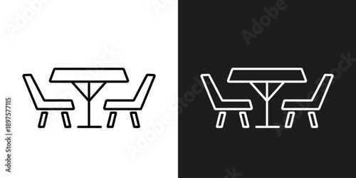 Garden furniture, chairs and table - vector editable line icon.