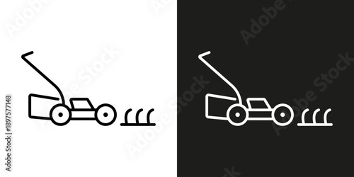 Lawn mower - vector editable line icon.