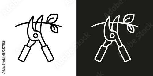 Secateur pruning - vector editable line icon.