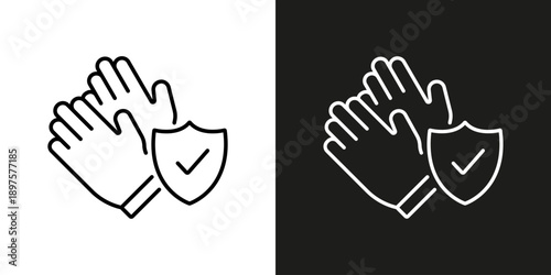 Protective Gloves - vector editable line icons.