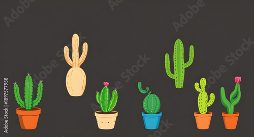 cactus, plant, pot, succulent, green, desert, thorn, spiky, nature, botanical, flora, houseplant, indoor, garden, decor, minimal, simple, cute, modern, flat, icon, symbol, vector, illustration, graphi